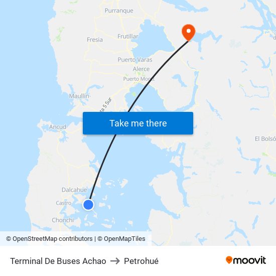 Terminal De Buses Achao to Petrohué map