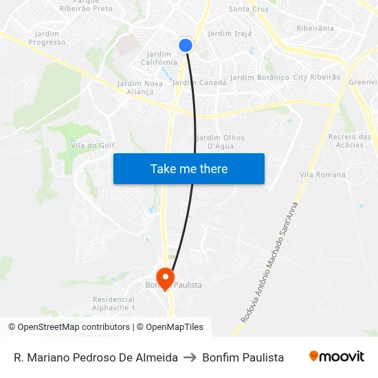 R. Mariano Pedroso De Almeida to Bonfim Paulista map