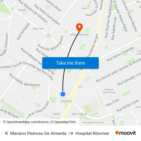 R. Mariano Pedroso De Almeida to Hospital Rdoviver map