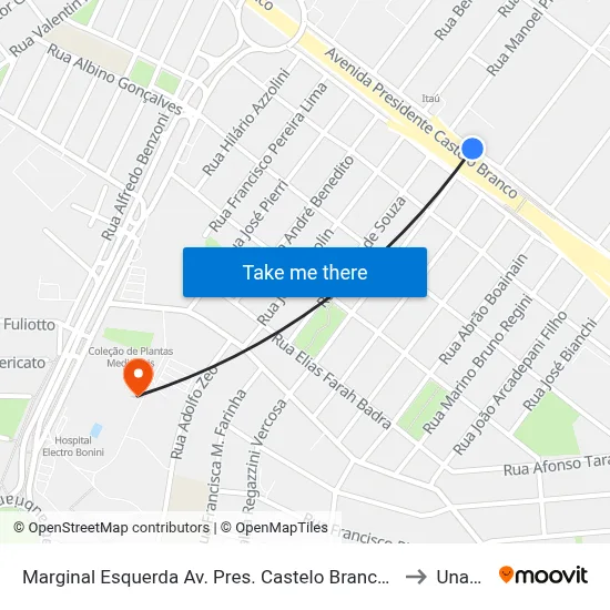 Marginal Esquerda Av. Pres. Castelo Branco, 1235 to Unaerp map