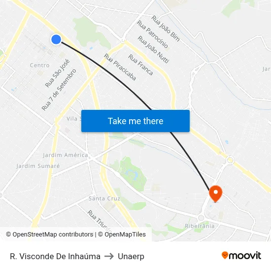 R. Visconde De Inhaúma to Unaerp map