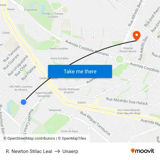 R. Newton Stilac Leal to Unaerp map