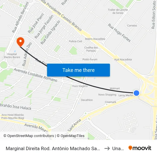 Marginal Direita Rod. Antônio Machado Sant'Anna to Unaerp map