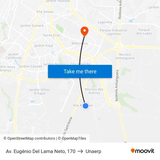 Av. Eugênio Del Lama Neto, 170 to Unaerp map