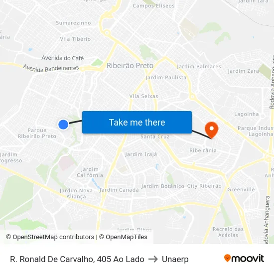R. Ronald De Carvalho, 405 Ao Lado to Unaerp map