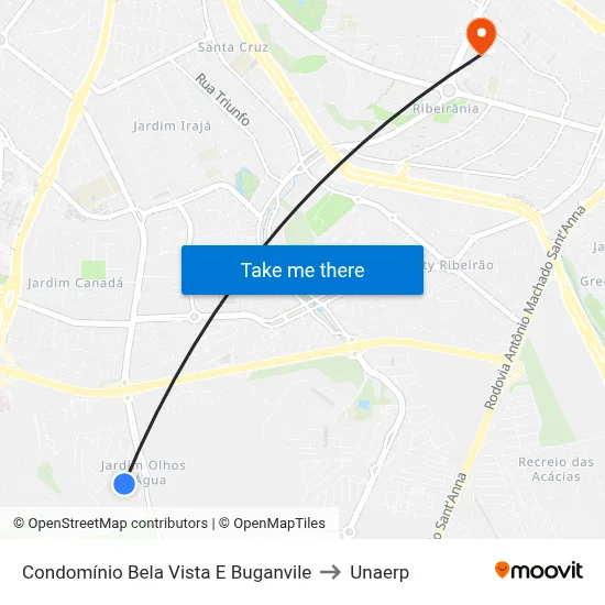 Condomínio Bela Vista E Buganvile to Unaerp map