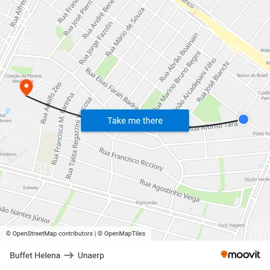 Buffet Helena to Unaerp map