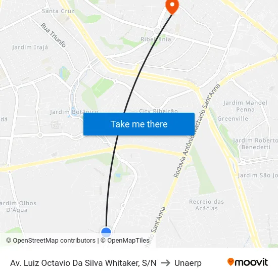 Av. Luiz Octavio Da Silva Whitaker, S/N to Unaerp map