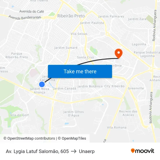 Av. Lygia Latuf Salomão, 605 to Unaerp map