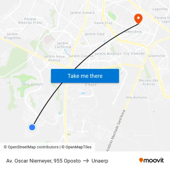 Av. Oscar Niemeyer, 955 Oposto to Unaerp map