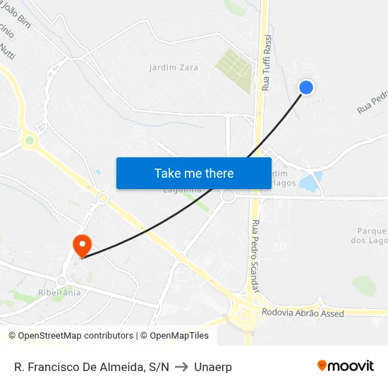 R.  Francisco De Almeida, S/N to Unaerp map