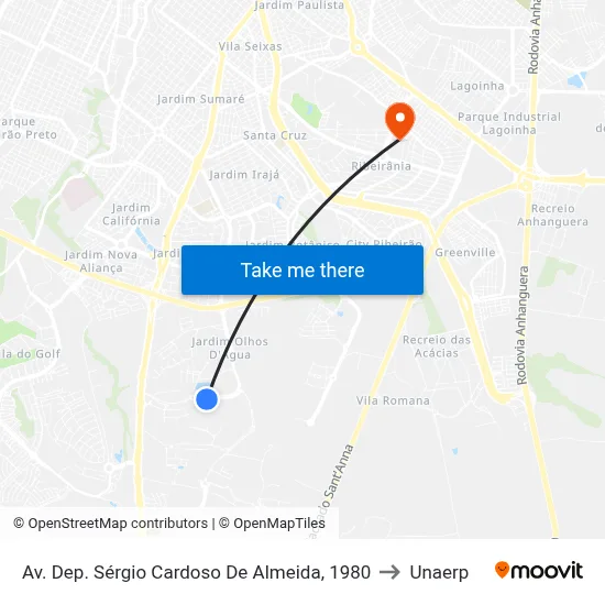 Av. Dep. Sérgio Cardoso De Almeida, 1980 to Unaerp map