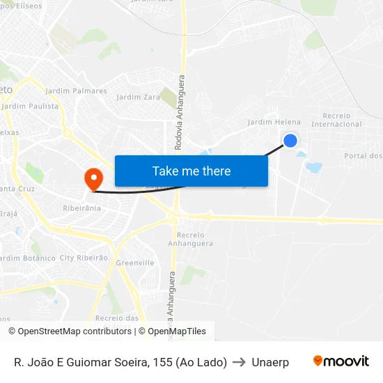R. João E Guiomar Soeira, 155 (Ao Lado) to Unaerp map