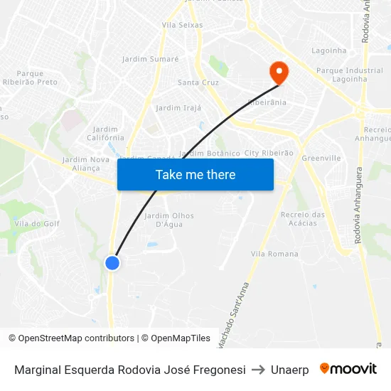 Marginal Esquerda Rodovia José Fregonesi to Unaerp map