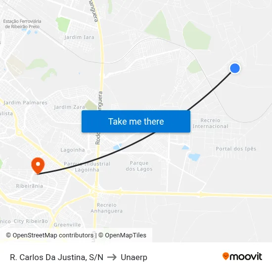 R. Carlos Da Justina, S/N to Unaerp map