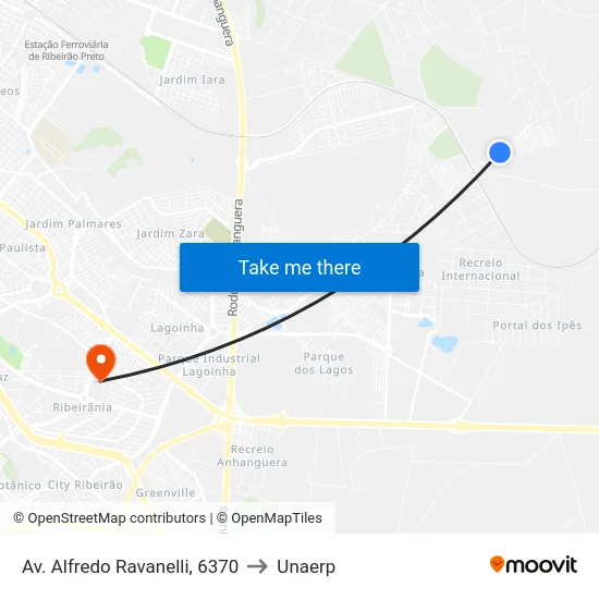 Av. Alfredo Ravanelli, 6370 to Unaerp map