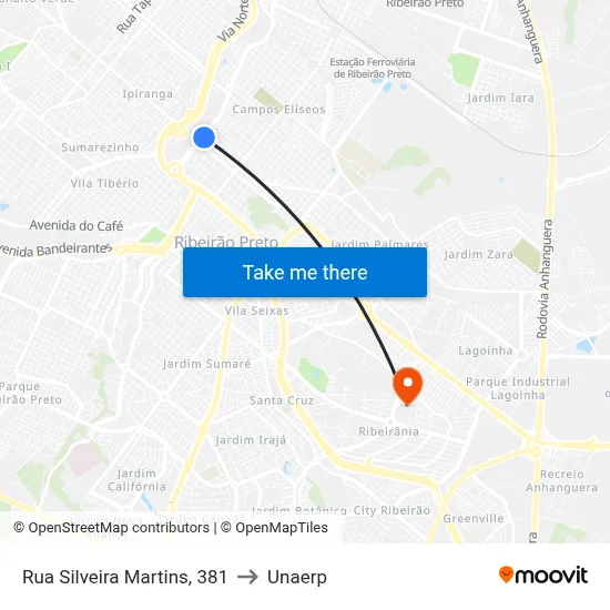 Rua Silveira Martins, 381 to Unaerp map