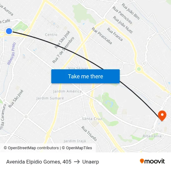 Avenida Elpídio Gomes, 405 to Unaerp map