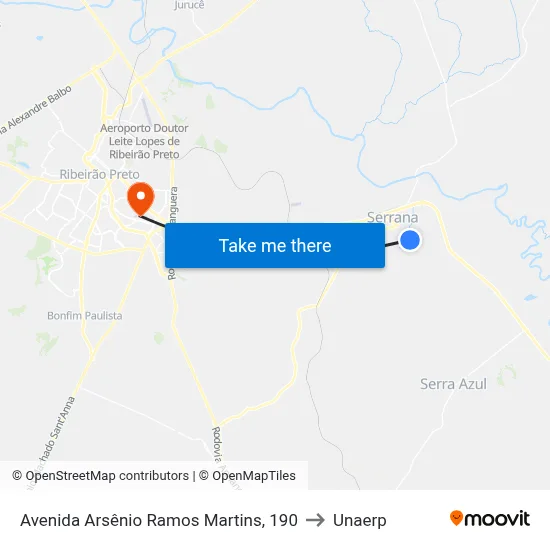 Avenida Arsênio Ramos Martins, 190 to Unaerp map