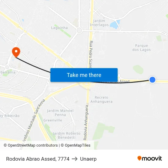 Rodovia Abrao Assed, 7774 to Unaerp map