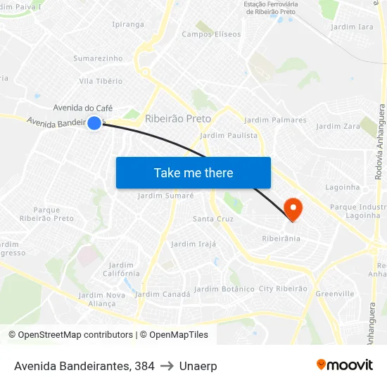Avenida Bandeirantes, 384 to Unaerp map