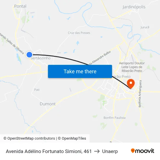 Avenida Adélino Fortunato Simioni, 461 to Unaerp map