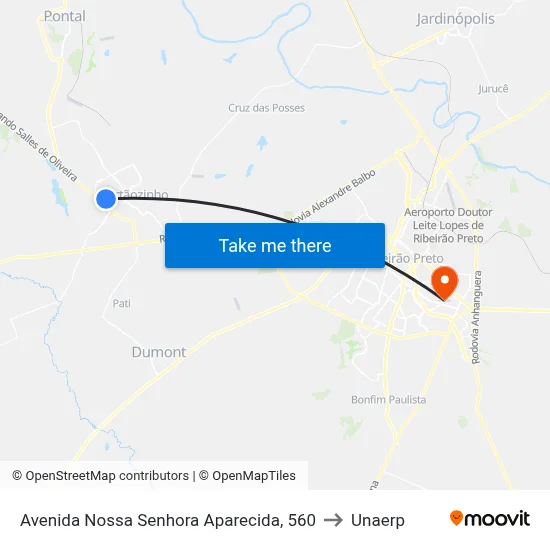 Avenida Nossa Senhora Aparecida, 560 to Unaerp map