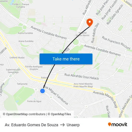 Av. Eduardo Gomes De Souza to Unaerp map