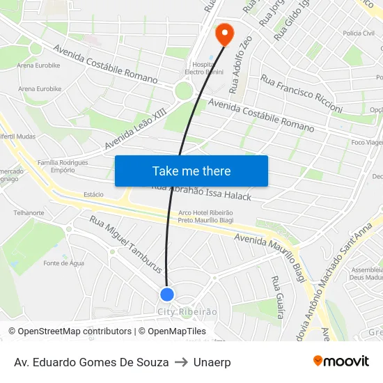 Av. Eduardo Gomes De Souza to Unaerp map