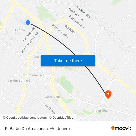 R. Barão Do Amazonas to Unaerp map