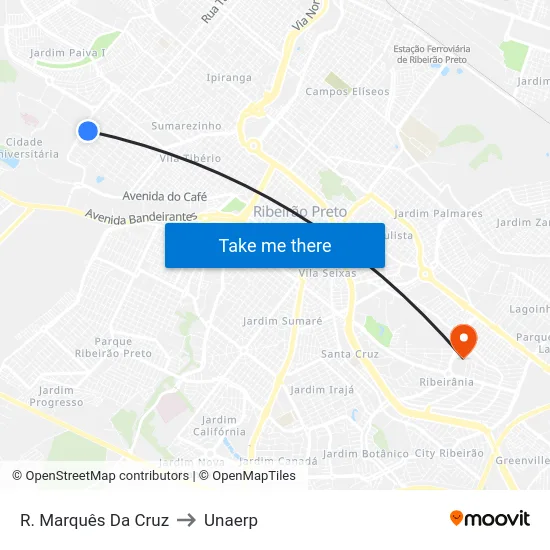 R. Marquês Da Cruz to Unaerp map