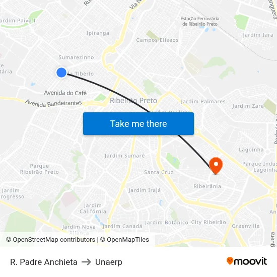 R. Padre Anchieta to Unaerp map