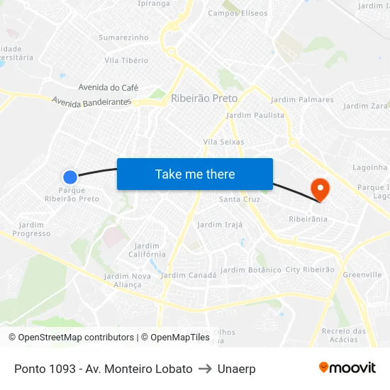Ponto 1093 - Av. Monteiro Lobato to Unaerp map