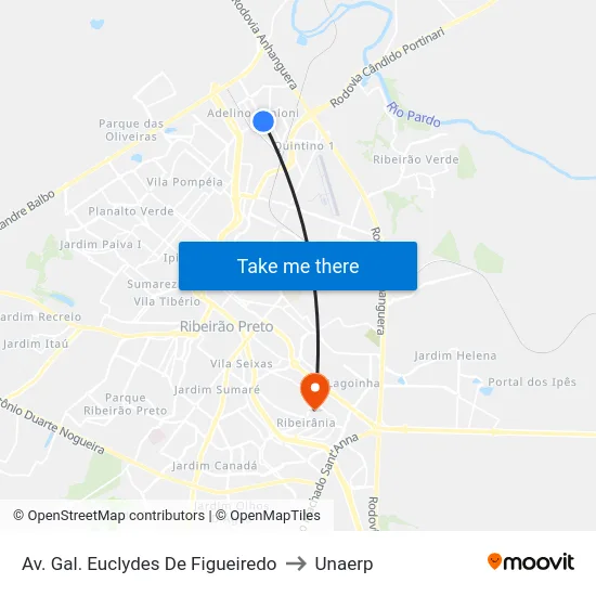 Av. Gal. Euclydes De Figueiredo to Unaerp map