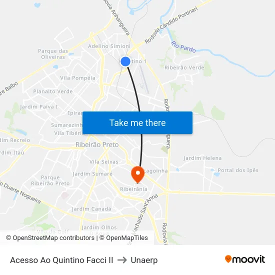 Acesso Ao Quintino Facci II to Unaerp map