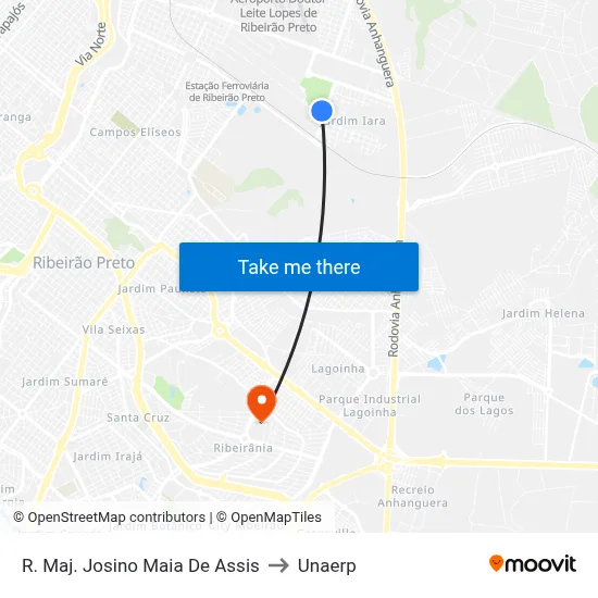 R. Maj. Josino Maia De Assis to Unaerp map
