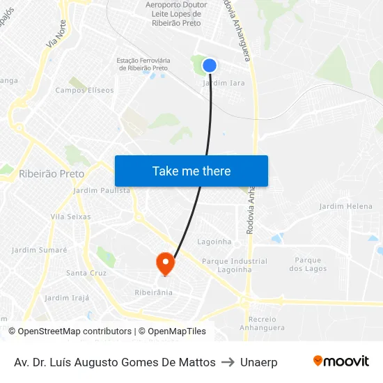 Av. Dr. Luís Augusto Gomes De Mattos to Unaerp map