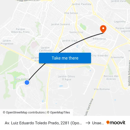 Av. Luiz Eduardo Toledo Prado, 2281 (Oposto) to Unaerp map