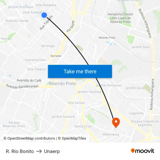 R. Rio Bonito to Unaerp map