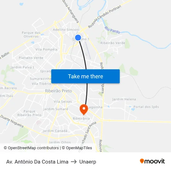 Av. Antônio Da Costa Lima to Unaerp map
