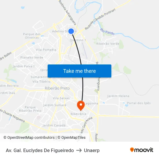 Av. Gal. Euclydes De Figueiredo to Unaerp map