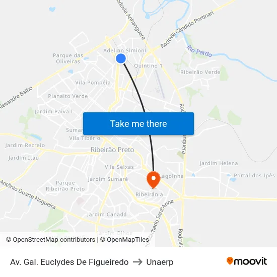Av. Gal. Euclydes De Figueiredo to Unaerp map