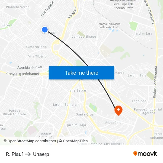 R. Piauí to Unaerp map