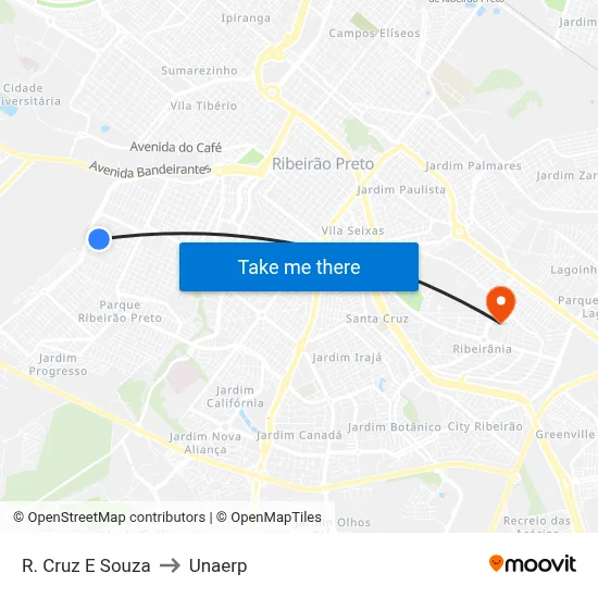 R. Cruz E Souza to Unaerp map