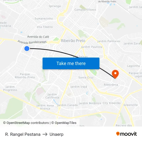 R. Rangel Pestana to Unaerp map