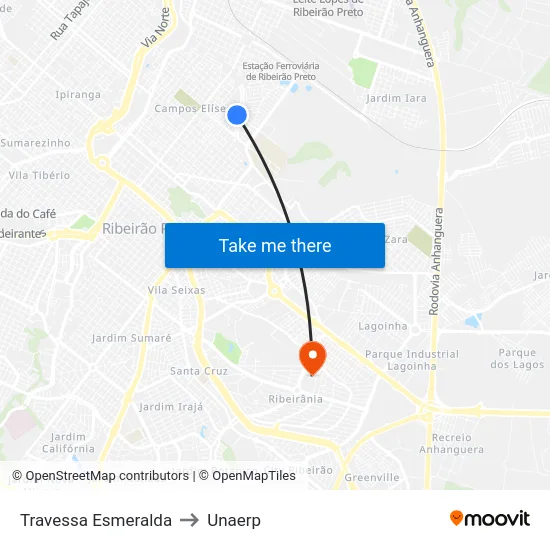Travessa  Esmeralda to Unaerp map