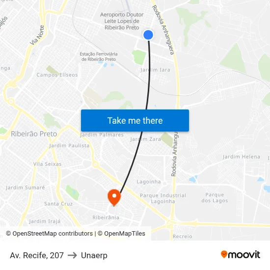 Av. Recife, 207 to Unaerp map