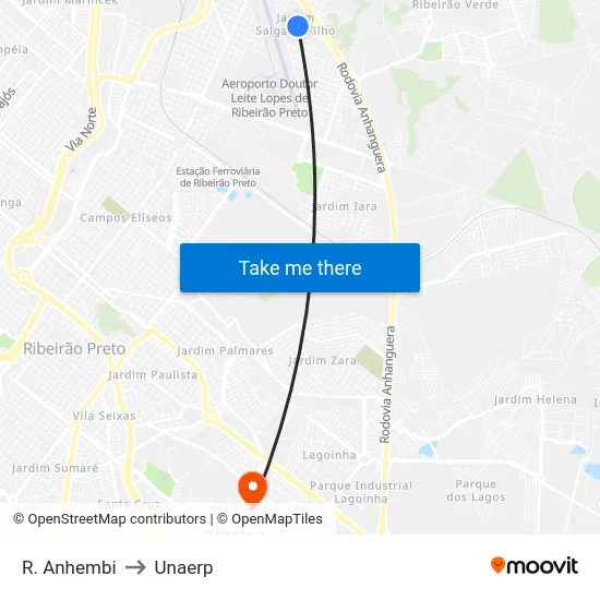 R. Anhembi to Unaerp map