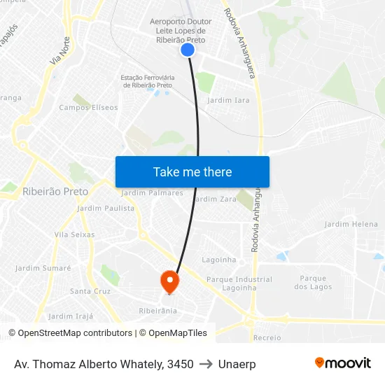 Av. Thomaz Alberto Whately, 3450 to Unaerp map