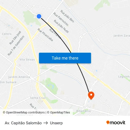 Av. Capitão Salomão to Unaerp map